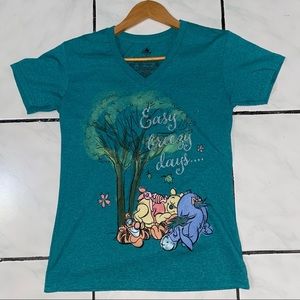 Disney; Whinnie the Pooh and Friends Teal and Silver letters T-shirt